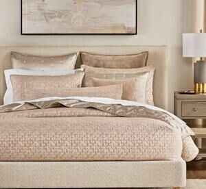Hudson Park Diamond Facets King Duvet Cover Light Rust Jacquard NWT $485